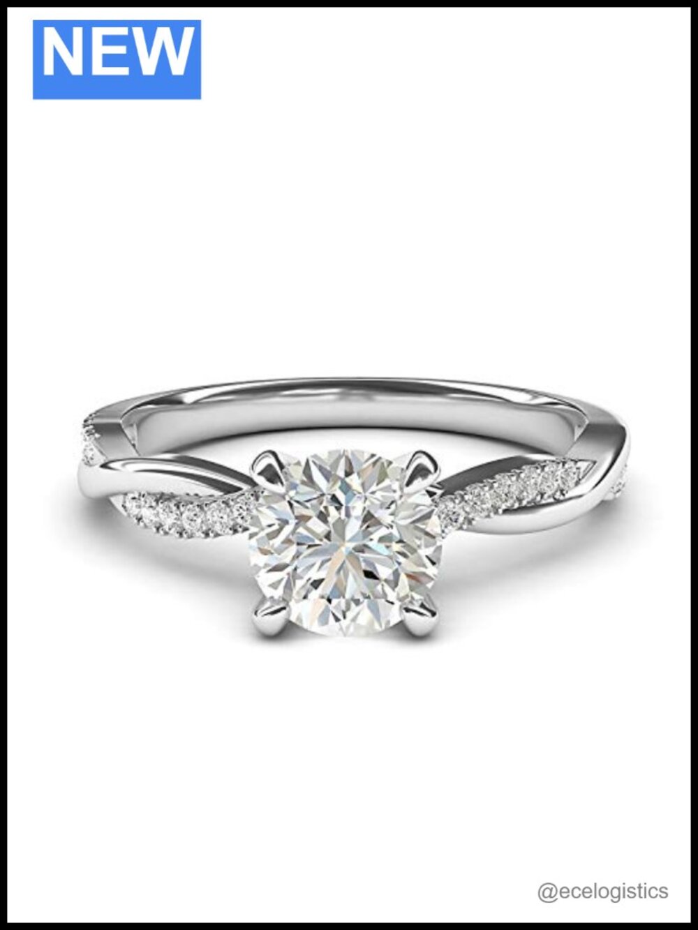 10k White Gold Twisted Vine Engagement Ring Genuine Moissanite 1CT Promise Ring